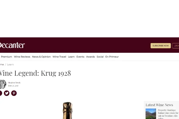 1928 Krug Champagne {$21,200}