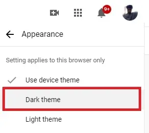 Tap the "Dark Theme" to enable the Night Mode