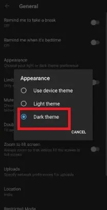 Finally, choose the "Dark Theme" icon