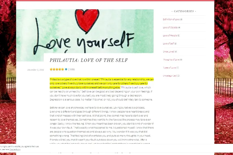 Philautia Love {  Self Love }